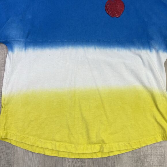 Disneyland Snow White Spirit Jersey Blue Yellow Large Puff Glitter Shirt USA O - Picture 5 of 10